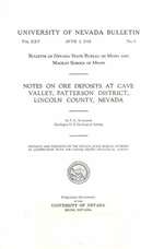 Notes on ore deposits at Cave Valley, Patterson district, Lincoln County, Nevada PHOTOCOPY