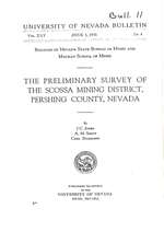 The preliminary survey of the Scossa mining district, Pershing County, Nevada PHOTOCOPY AND PLATE