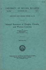 Mineral resources of Douglas, Ormsby, and Washoe counties OUT OF PRINT, SUPERSEDED BY BULLETINS 70 AND 75