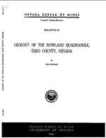 Geology of the Rowland Quadrangle, Elko County, Nevada