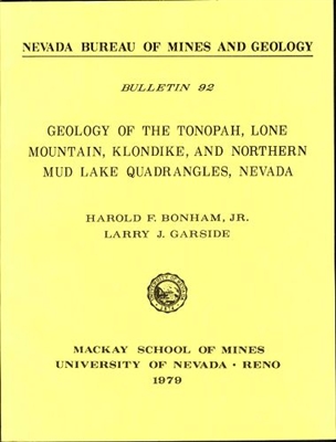 Geology of the Tonopah, Lone Mountain, Klondike, and northern Mud Lake quadrangles, Nevada