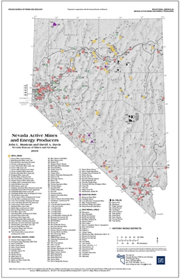 Nevada active mines and energy producers 11x17