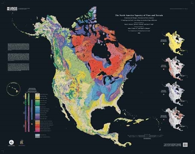 North American tapestry of time and terrain 1:8,000,000-scale poster