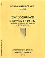 Zinc occurrences in Nevada by district SUPERSEDED BY MAP 85