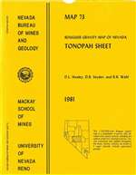 Bouguer gravity map of Nevada: Tonopah sheet