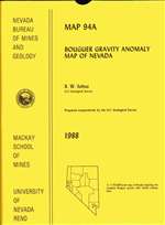 Bouguer gravity anomaly map of Nevada