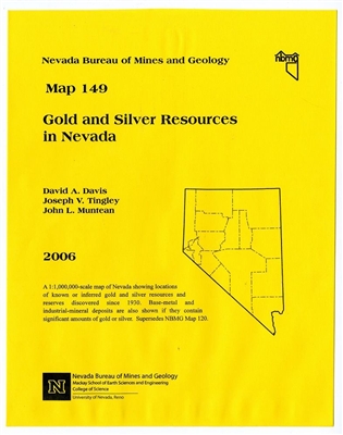 Gold and silver resources in Nevada PAPER MAP