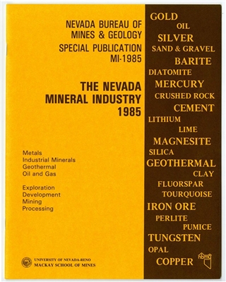 The Nevada mineral industry 1985 TAPE-BOUND BOOKLET