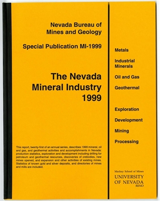 The Nevada mineral industry 1999 TAPE-BOUND BOOKLET