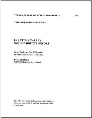 Las Vegas Valley 2000 subsidence report COMB-BOUND REPORT