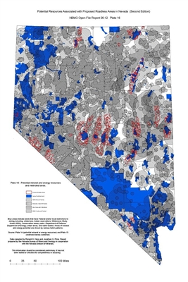 Potential mineral and energy resources and restricted lands (Plate 16 from Open-File Report 06-12: Potential resources associated with proposed roadless areas in Nevada, second edition) PLATE 16 AND TEXT