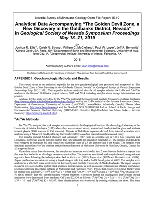 Analytical data accompanying ?Ç£The Golden Devil Zone, a New Discovery in the Goldbanks District, Nevada?Ç¥ in Geological Society of Nevada Symposium Proceedings May 18?Çô21, 2015 CD-ROM