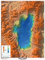 Lake Tahoe 3-D shaded relief POSTER AND 3-D GLASSES
