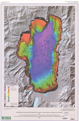 Bathymetry and selected perspective views of Lake Tahoe, California and Nevada