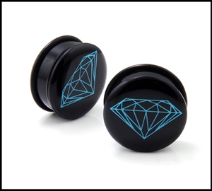 Diamond Design Acrylic Single-Flare Ear Plug Gauges sizes 8g to 4g AP-157