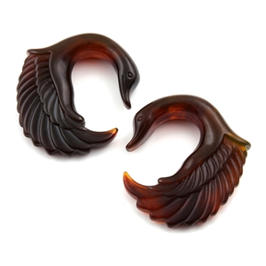 Reddish Agate Look acrylic swan design taper ear plug gauges, sizes 10G to 5/8"