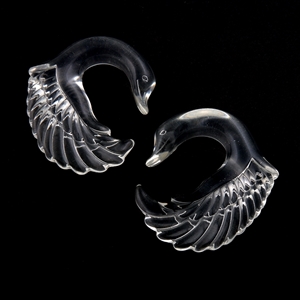 Clear acrylic swan design taper ear plug gauges, sizes 10G to 5/8"