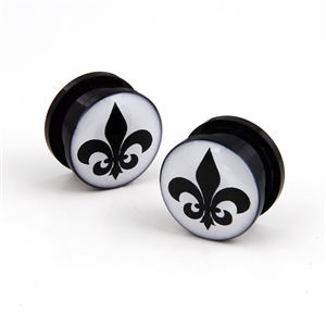 Acrylic Screw-on ear plugs with Fluer de Lis design