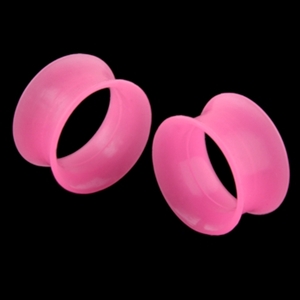 Double Flare Silicone Ear Plug Skin Tunnel Pink Body Jewelry