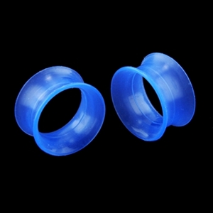 Double Flare Silicone Ear Plug Skin Tunnel Blue Body Jewelry