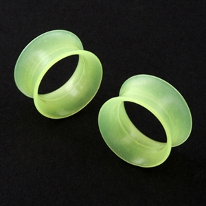 Double Flare Silicone Ear Plug Skin Tunnel Green Body Jewelry