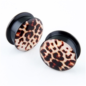 Screw On Acrylic Ear Plug Leopard Body Jewelry