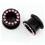 Single Flare Acrylic Ear Plugs Gem Gauge Pink Body Jewelry