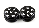 Double sided Screw on Ear Plug Acrylic stars black white  Body Jewelry AP-51