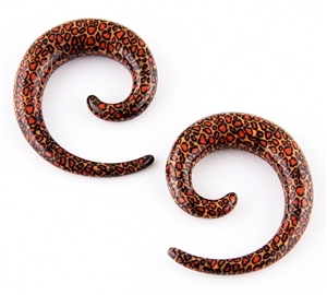 Leopard design cheetah print skin dots spiral stretcher extender ear gauges plugs acrylic body jewelry 00G 0G 1/2" 2G 4G 6G 8G AP-92-N