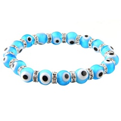 Evil Eye Stretchy Glass Bracelet - Light Blue