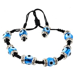 Evil Eye Adjustable Glass Bracelet - Light Blue