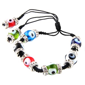 Evil Eye Adjustable Glass Bracelet - Multi-Color