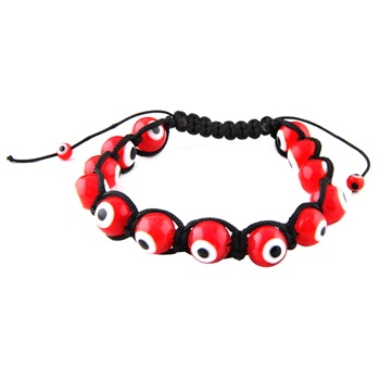 Evil Eye Adjustable Glass Bracelet - Red