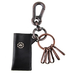 Genuine Leather  Pouch Key Chain - Dark Brown