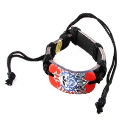 Trendy Celeb Leather Bracelet - Skull with Black Cord