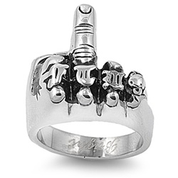 Stainless Steel Biker Ring - Middle Finger - MSR-378