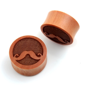 NOG-105  Double Flare Wood Mustache Ear Plug Gauge