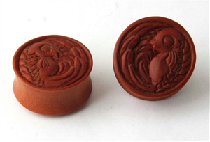 Koi Fish Design Wood Ear Plug Gauges NOG-135