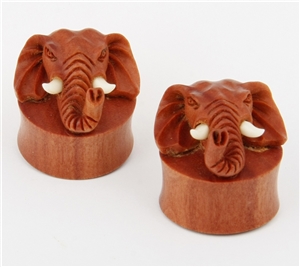 Elephant Design Wood Ear Plug Gauges NOG-141