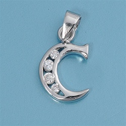 INITIAL PENDANT W/CZ - C