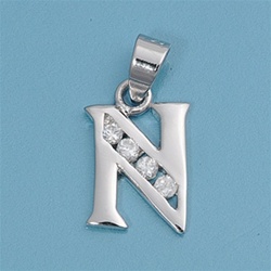 INITIAL PENDANT W/CZ - N