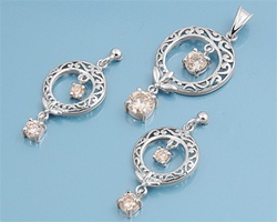 Silver Set Earrings and Pendant