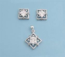 Silver Set Earrings and Pendant