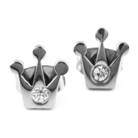 STUD EARRINGS  WITH CLEAR STONE AND CROWN  DESIGN