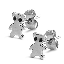 Stainless Steel Stud Earrings - Teddy Bear