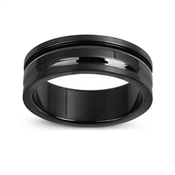 Stainless Steel Black Plated Plain Wedding Band