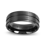 Stainless Steel Black Plated Plain Wedding Band