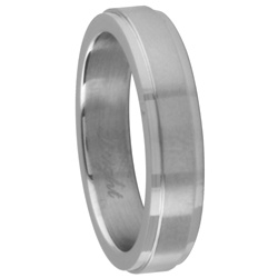 Plain Stainless Steel Wedding Ring - 4mm Step Edge