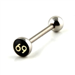 Stainless Steel Tongue Ring Silver barbell 316L logo 14g bar 6mm 2g ball body jewelry