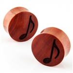 double flare wood ear plug music note design laser cut gauge organic Body Jewelry 00G 0G 1" (INCH) 1/2" 3/4 5/8 7/16" 7/8 9/16